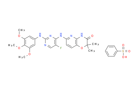 6-[[5-Fluoro-2-[(3,4,5-trimethoxyphenyl)amino]-4-pyrimidinyl]amino]-2,2-dimethyl-2H-pyrido[3,2-b]-1,4-oxazin-3(4H)-one benzenesulfonate
