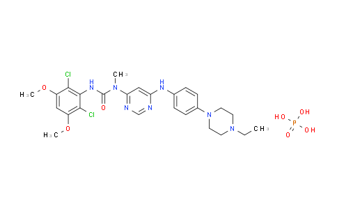 CAS No. 1310746-10-1, 3-(2,6-dichloro-3,5-dimethoxyphenyl)-1-(6-((4-(4-ethylpiperazin-1-yl)phenyl)amino)pyrimidin-4-yl)-1-methylurea phosphate