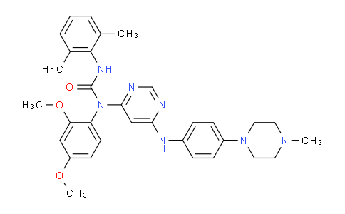 CAS No. 1456858-58-4, 1-(2,4-dimethoxyphenyl)-3-(2,6-dimethylphenyl)-1-(6-((4-(4-methylpiperazin-1-yl)phenyl)amino)pyrimidin-4-yl)urea