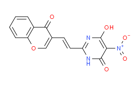 CAS No. 713080-92-3, 6-Hydroxy-5-nitro-2-(2-(4-oxo-4H-chromen-3-yl)vinyl)pyrimidin-4(3H)-one