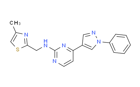 CAS No. 1227711-54-7, N-((4-Methylthiazol-2-yl)methyl)-4-(1-phenyl-1H-pyrazol-4-yl)pyrimidin-2-amine