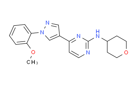 CAS No. 1244684-41-0, 4-(1-(2-Methoxyphenyl)-1H-pyrazol-4-yl)-N-(tetrahydro-2H-pyran-4-yl)pyrimidin-2-amine
