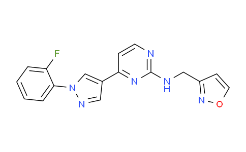CAS No. 1227705-01-2, 4-(1-(2-Fluorophenyl)-1H-pyrazol-4-yl)-N-(isoxazol-3-ylmethyl)pyrimidin-2-amine