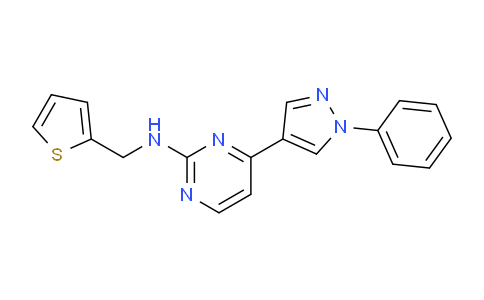 CAS No. 1227679-97-1, 4-(1-Phenyl-1H-pyrazol-4-yl)-N-(thiophen-2-ylmethyl)pyrimidin-2-amine