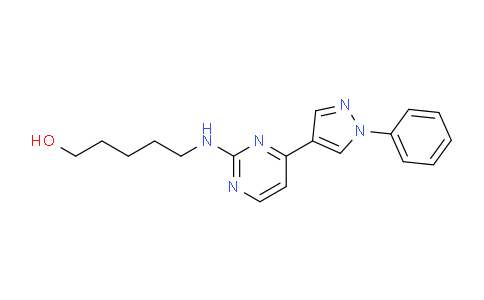 CAS No. 1227706-51-5, 5-((4-(1-Phenyl-1H-pyrazol-4-yl)pyrimidin-2-yl)amino)pentan-1-ol
