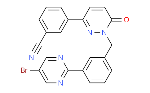 CAS No. 1103506-77-9, 3-(1-(3-(5-Bromopyrimidin-2-Yl)Benzyl)-6-Oxo-1,6-Dihydropyridazin-3-Yl)Benzonitrile