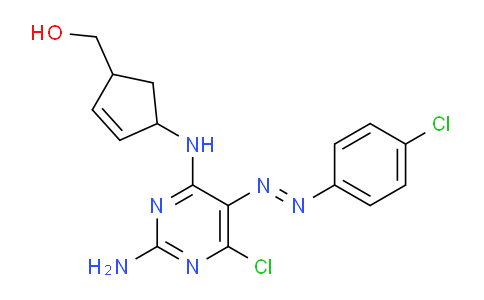 CAS No. 1798428-85-9, 2-Cyclopentene-1-methanol, 4-[[2-amino-6-chloro-5-[2-(4-chlorophenyl)diazenyl]-4-pyrimidinyl]amino]-
