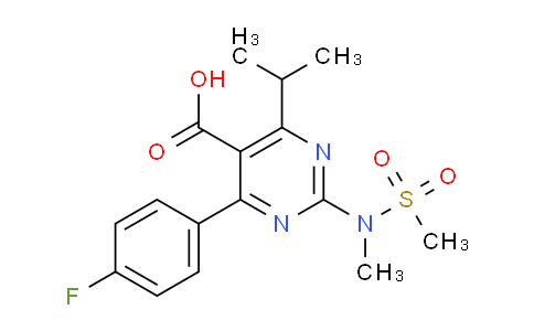 CAS No. 1263475-93-9, 5-Pyrimidinecarboxylic acid, 4-(4-fluorophenyl)-6-(1-methylethyl)-2-[methyl(methylsulfonyl)amino]-