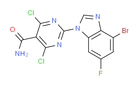 CAS No. 1416373-13-1, 2-(4-Bromo-6-fluoro-1H-benzo[d]imidazol-1-yl)-4,6-dichloropyrimidine-5-carboxamide