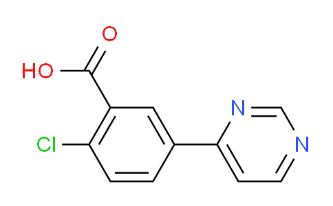 CAS No. 1359706-37-8, 2-Chloro-5-(pyrimidin-4-yl)benzoic acid