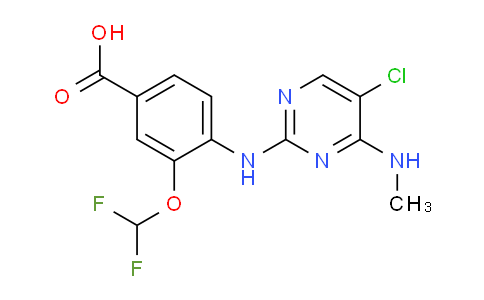 CAS No. 1351762-28-1, 4-((5-chloro-4-(methylamino)pyrimidin-2-yl)amino)-3-(difluoromethoxy)benzoic acid