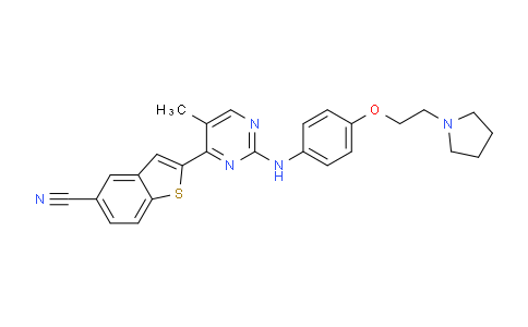 CAS No. 1138474-61-9, 2-(5-methyl-2-((4-(2-(pyrrolidin-1-yl)ethoxy)phenyl)amino)pyrimidin-4-yl)benzo[b]thiophene-5-carbonitrile