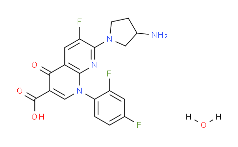 CAS No. 107097-79-0, 7-(3-aminopyrrolidin-1-yl)-1-(2,4-difluorophenyl)-6-fluoro-4-oxo-1,4-dihydro-1,8-naphthyridine-3-carboxylic acid hydrate