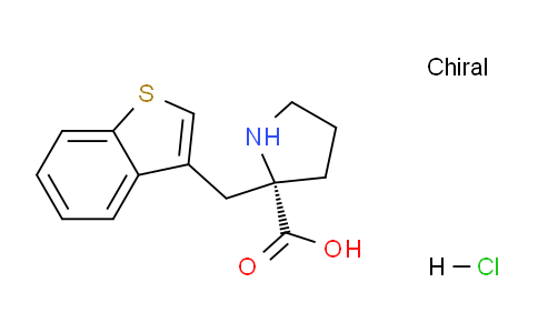 CAS No. 1217606-87-5, (S)-2-(benzo[b]thiophen-3-ylmethyl)pyrrolidine-2-carboxylic acid hydrochloride
