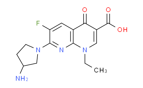 CAS No. 129672-09-9, 7-(3-Aminopyrrolidin-1-yl)-1-ethyl-6-fluoro-4-oxo-1,4-dihydro-1,8-naphthyridine-3-carboxylic acid