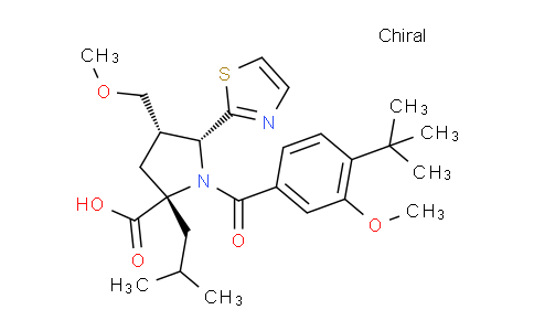 DY738641 | 687637-24-7 | (2S,4S,5R)-1-(4-(tert-Butyl)-3-methoxybenzoyl)-2-isobutyl-4-(methoxymethyl)-5-(thiazol-2-yl)pyrrolidine-2-carboxylic acid
