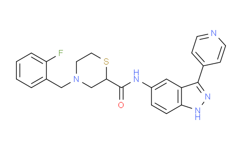 CAS No. 1361482-20-3, 4-(2-Fluorobenzyl)-N-(3-(pyridin-4-yl)-1H-indazol-5-yl)thiomorpholine-2-carboxamide