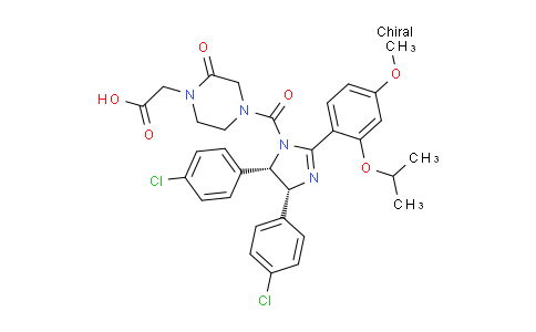 CAS No. 2306390-08-7, 2-[4-[(4R,5S)-4,5-bis(4-chlorophenyl)-2-(4-methoxy-2-propan-2-yloxyphenyl)-4,5-dihydroimidazole-1-carbonyl]-2-oxopiperazin-1-yl]acetic acid