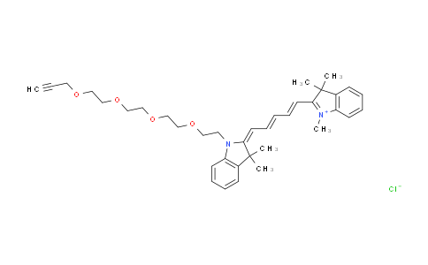 CAS No. 2107273-04-9, N-methyl-N'-(propargyl-PEG4)-Cy5 (chloride)