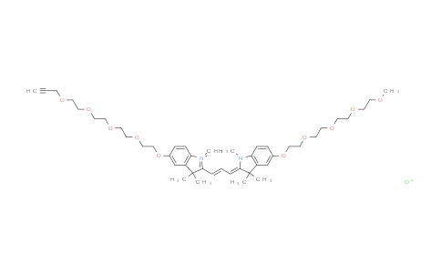 CAS No. 2107273-62-9, N-methyl-N'-methyl-O-(m-PEG4)-O'-(propargyl-PEG4)-Cy3