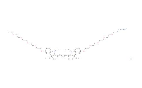 CAS No. 2107273-56-1, N-methyl-N'-methyl-O-(m-PEG4)-O'-(azide-PEG4)-Cy5