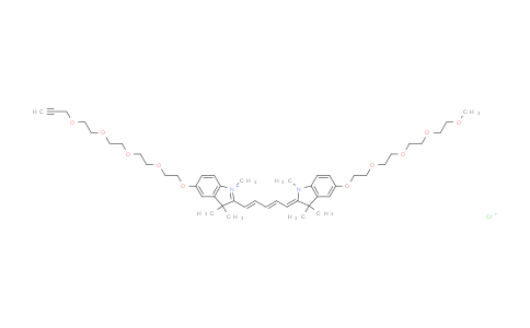 CAS No. 2107273-50-5, N-methyl-N'-methyl-O-(m-PEG4)-O'-(propargyl-PEG4)-Cy5