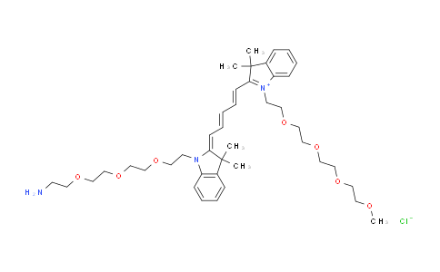 CAS No. 2107272-96-6, N-(m-PEG4)-N'-(amino-PEG3)-Cy5