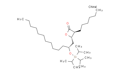 CAS No. 296242-39-2, 2-Oxetanone, 3-hexyl-4-[(2R)-2-[[tris(1-methylethyl)silyl]oxy]tridecyl]-, (3S,4S)-