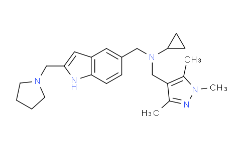 CAS No. 880360-99-6, N-((2-(pyrrolidin-1-ylmethyl)-1H-indol-5-yl)methyl)-N-((1,3,5-trimethyl-1H-pyrazol-4-yl)methyl)cyclopropanamine