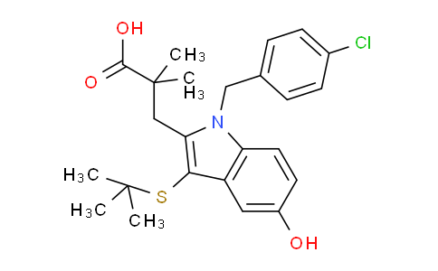 CAS No. 148693-71-4, 3-(3-(tert-butylthio)-1-(4-chlorobenzyl)-5-hydroxy-1H-indol-2-yl)-2,2-dimethylpropanoic acid