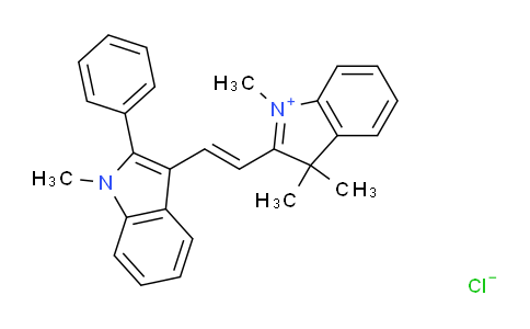 CAS No. 4657-00-5, (E)-1,3,3-trimethyl-2-(2-(1-methyl-2-phenyl-1H-indol-3-yl)vinyl)-3H-indol-1-ium chloride