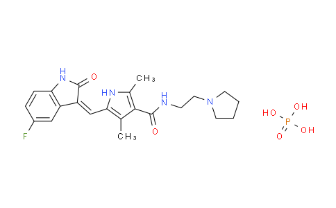 CAS No. 874819-74-6, (Z)-5-((5-fluoro-2-oxoindolin-3-ylidene)methyl)-2,4-dimethyl-N-(2-(pyrrolidin-1-yl)ethyl)-1H-pyrrole-3-carboxamide phosphate