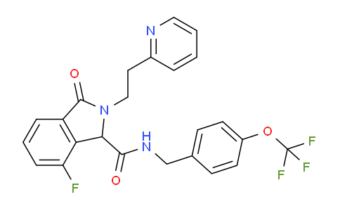 CAS No. 1198117-23-5, 7-fluoro-3-oxo-2-(2-(pyridin-2-yl)ethyl)-N-(4-(trifluoromethoxy)benzyl)isoindoline-1-carboxamide
