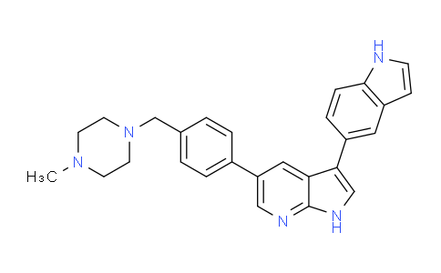 CAS No. 1229582-33-5, 3-(1H-indol-5-yl)-5-(4-((4-methylpiperazin-1-yl)methyl)phenyl)-1H-pyrrolo[2,3-b]pyridine