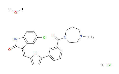 CAS No. 1353858-99-7, (E)-5-chloro-3-((5-(3-(4-methyl-1,4-diazepane-1-carbonyl)phenyl)furan-2-yl)methylene)indolin-2-one hydrochloride hydrate
