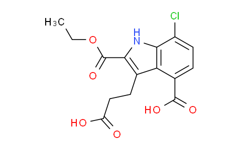 CAS No. 36800-68-7, 3-(2-Carboxyethyl)-7-chloro-2-(ethoxycarbonyl)-1H-indole-4-carboxylic acid