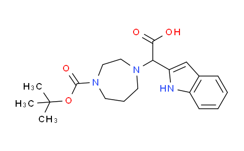 CAS No. 885275-76-3, 2-(4-(tert-Butoxycarbonyl)-1,4-diazepan-1-yl)-2-(1H-indol-2-yl)acetic acid