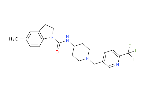 CAS No. 909669-73-4, 5-Methyl-N-(1-((6-(trifluoromethyl)pyridin-3-yl)methyl)piperidin-4-yl)indoline-1-carboxamide