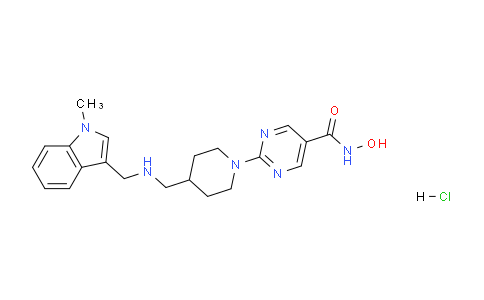 CAS No. 1083078-98-1, N-Hydroxy-2-(4-((((1-methyl-1H-indol-3-yl)methyl)amino)methyl)piperidin-1-yl)pyrimidine-5-carboxamide hydrochloride