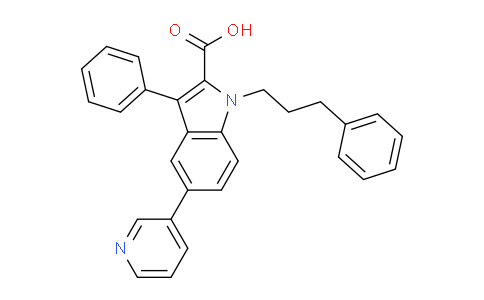 CAS No. 825623-24-3, 3-Phenyl-1-(3-phenylpropyl)-5-(pyridin-3-yl)-1H-indole-2-carboxylic acid