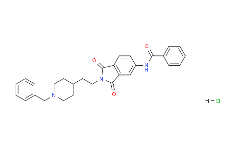 CAS No. 144319-66-4, N-(2-(2-(1-Benzylpiperidin-4-yl)ethyl)-1,3-dioxoisoindolin-5-yl)benzamide hydrochloride