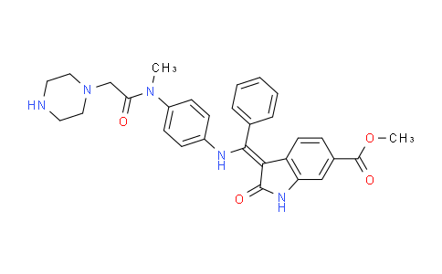 CAS No. 334951-61-0, (Z)-Methyl 3-(((4-(N-methyl-2-(piperazin-1-yl)acetamido)phenyl)amino)(phenyl)methylene)-2-oxoindoline-6-carboxylate