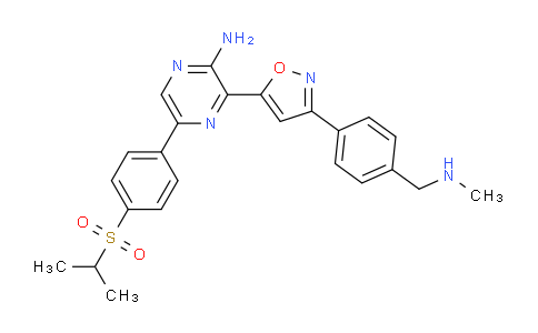 CAS No. 1232416-25-9, 5-(4-(Isopropylsulfonyl)phenyl)-3-(3-(4-((methylamino)methyl)phenyl)isoxazol-5-yl)pyrazin-2-amine