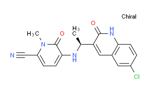 CAS No. 1887014-12-1, 5-[[(1S)-1-(6-chloro-2-oxo-1H-quinolin-3-yl)ethyl]amino]-1-methyl-6-oxopyridine-2-carbonitrile