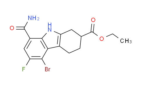 CAS No. 1643156-20-0, ethyl 5-bromo-8-carbamoyl-6-fluoro-2,3,4,9-tetrahydro-1H-carbazole-2-carboxylate