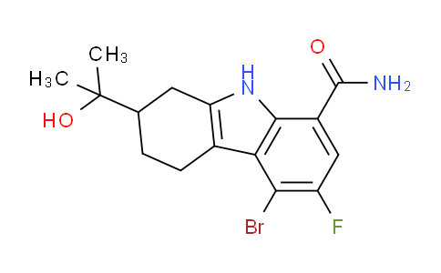 CAS No. 1643156-21-1, 4-Bromo-3-fluoro-7-(2-hydroxypropan-2-yl)-6,7,8,9-tetrahydro-5H-carbazole-1-carboxamide