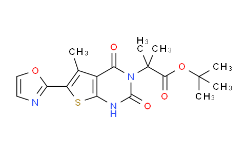 CAS No. 2131091-31-9, tert-butyl 2-methyl-2-[5-methyl-6-(1,3-oxazol-2-yl)-2,4-dioxo-1H-thieno[2,3-d]pyrimidin-3-yl]propanoate