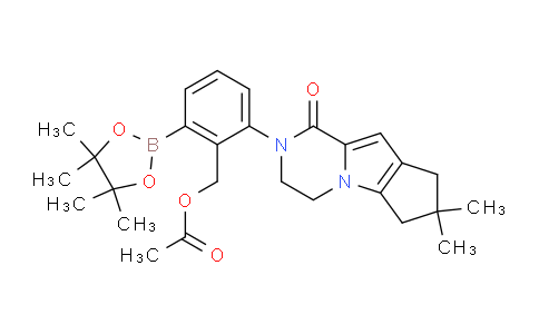 CAS No. 1346676-30-9, [2-(4,4-dimethyl-9-oxo-1,10-diazatricyclo[6.4.0.02,6]dodeca-2(6),7-dien-10-yl)-6-(4,4,5,5-tetramethyl-1,3,2-dioxaborolan-2-yl)phenyl]methyl acetate