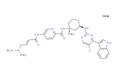 CAS No. 1816989-16-8, N-[(1S,3R)-3-[[5-chloro-4-(1H-indol-3-yl)pyrimidin-2-yl]amino]-1-methylcyclohexyl]-5-[[(E)-4-(dimethylamino)but-2-enoyl]amino]pyridine-2-carboxamide