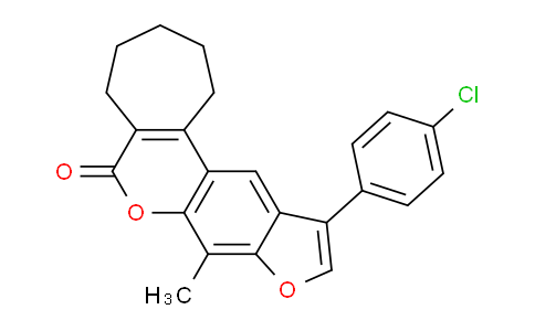 CAS No. 858746-64-2, 16-(4-chlorophenyl)-12-methyl-10,14-dioxatetracyclo[9.7.0.02,8.013,17]octadeca-1(11),2(8),12,15,17-pentaen-9-one